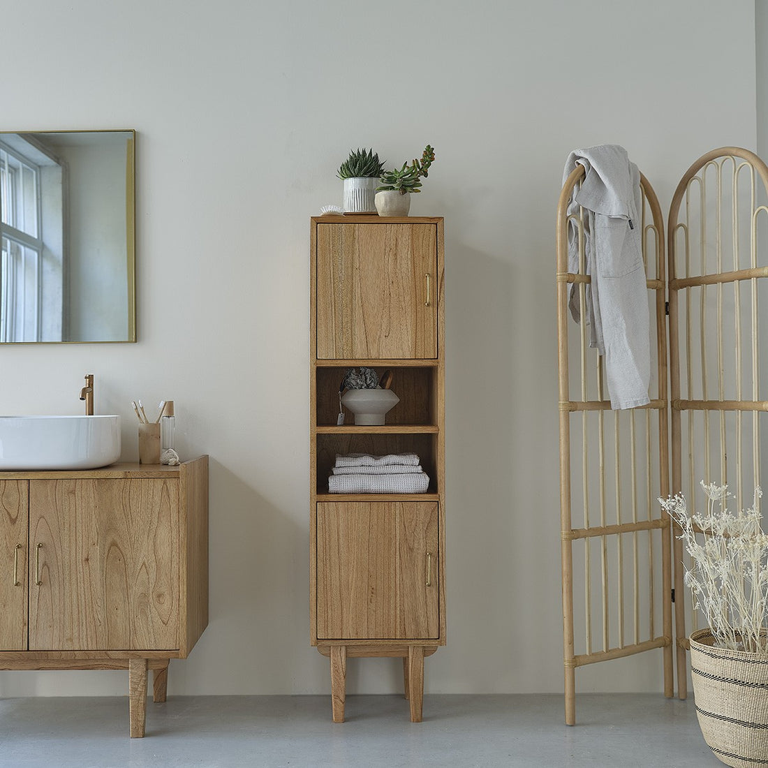 FIFTIES - Columna de baño de mindi macizo 150 cm