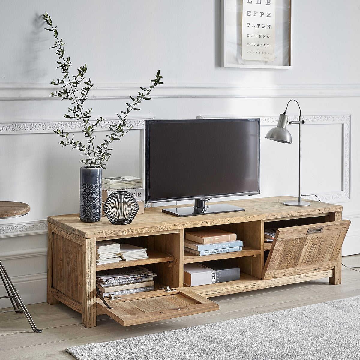 CARGO - Mueble de TV de teca maciza reciclada de 160 cm