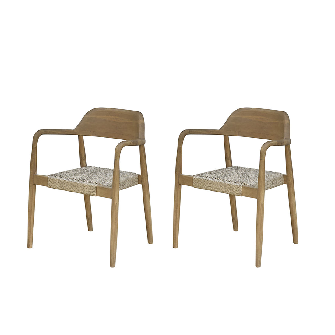 ALIZÉ - Sillón de jardín de teca maciza y cuerda (lote de 2)