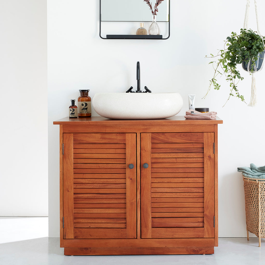 NEWPORT - Mueble de lavabo de caoba maciza 97 cm