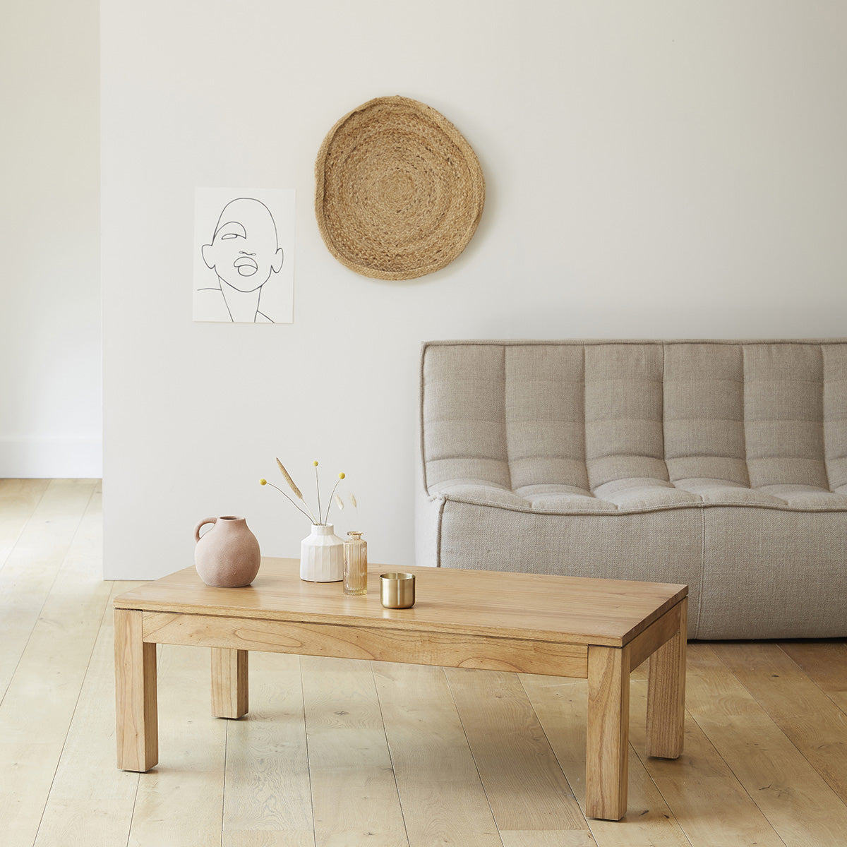 TILO - Mesa de centro de mindi macizo 110 cm