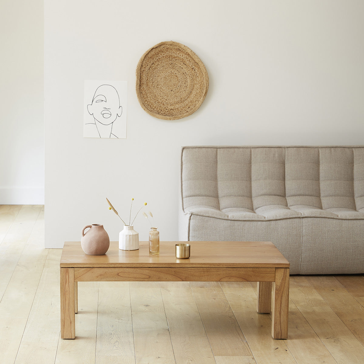 TILO - Mesa de centro de mindi macizo 110 cm