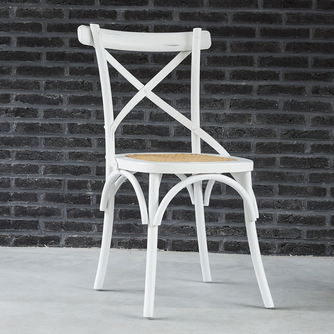 LONDRES - Silla bistró de caoba maciza y ratán blanco