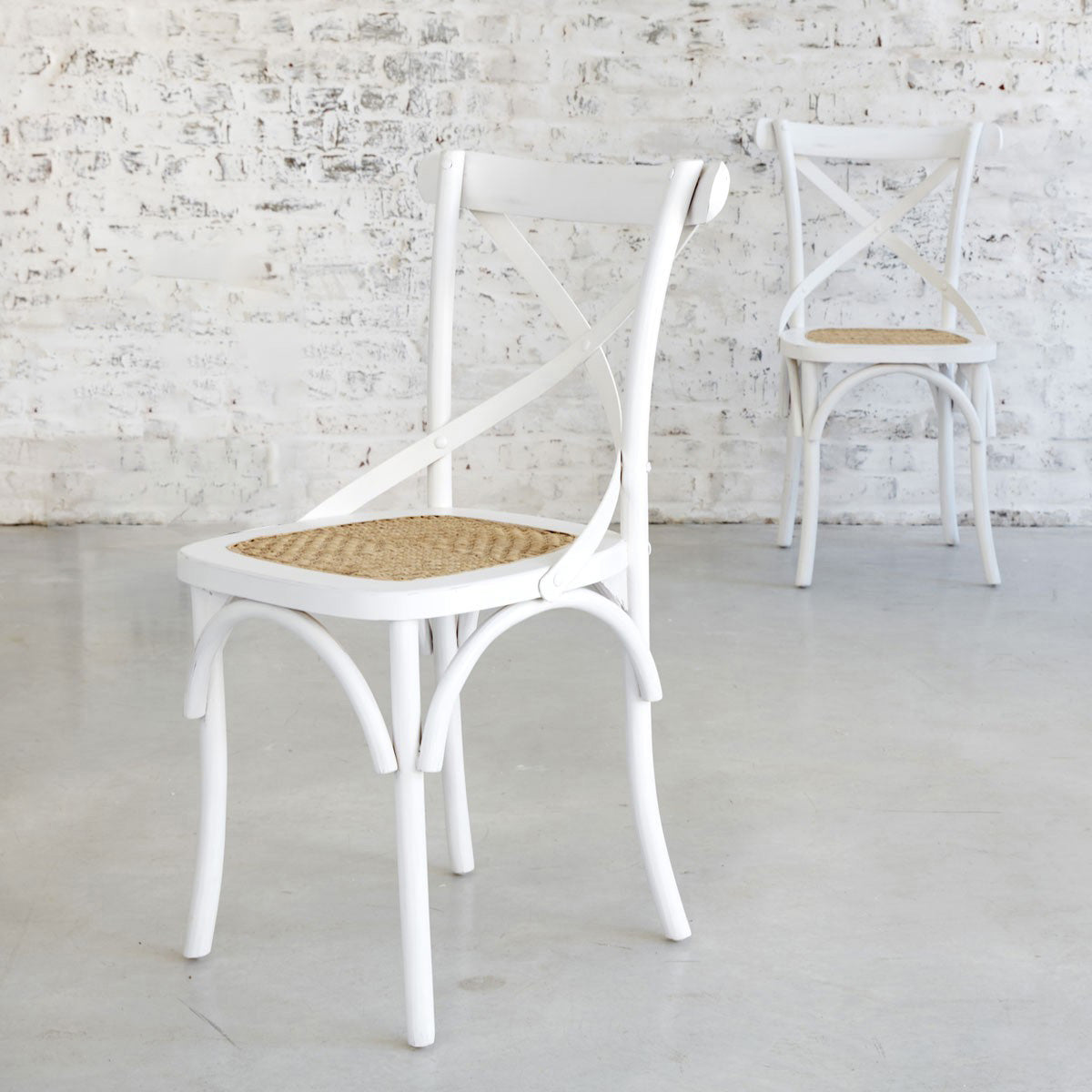 LONDRES - Silla bistró de caoba maciza y ratán blanco