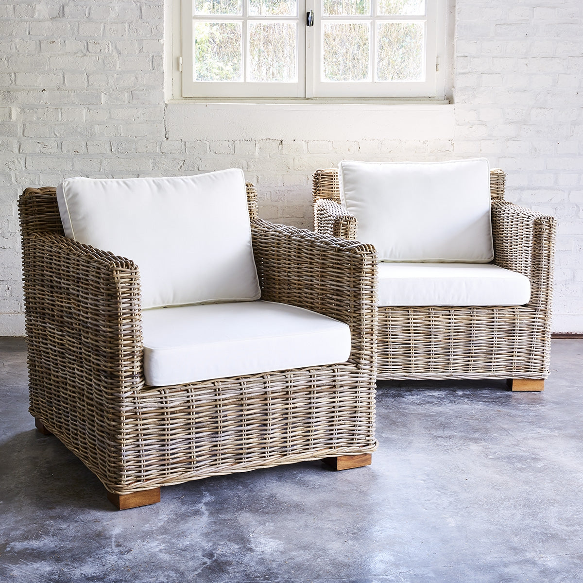 MUSA - Sillón de jardín de kubu natural (lote de 2)