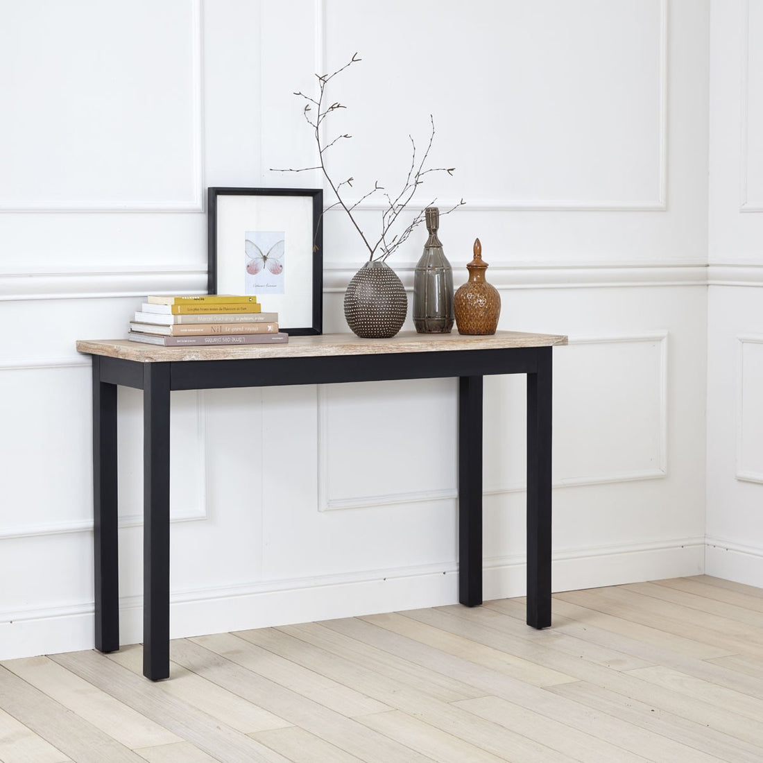 LONDRES - Consola de caoba y teca maciza 120 cm
