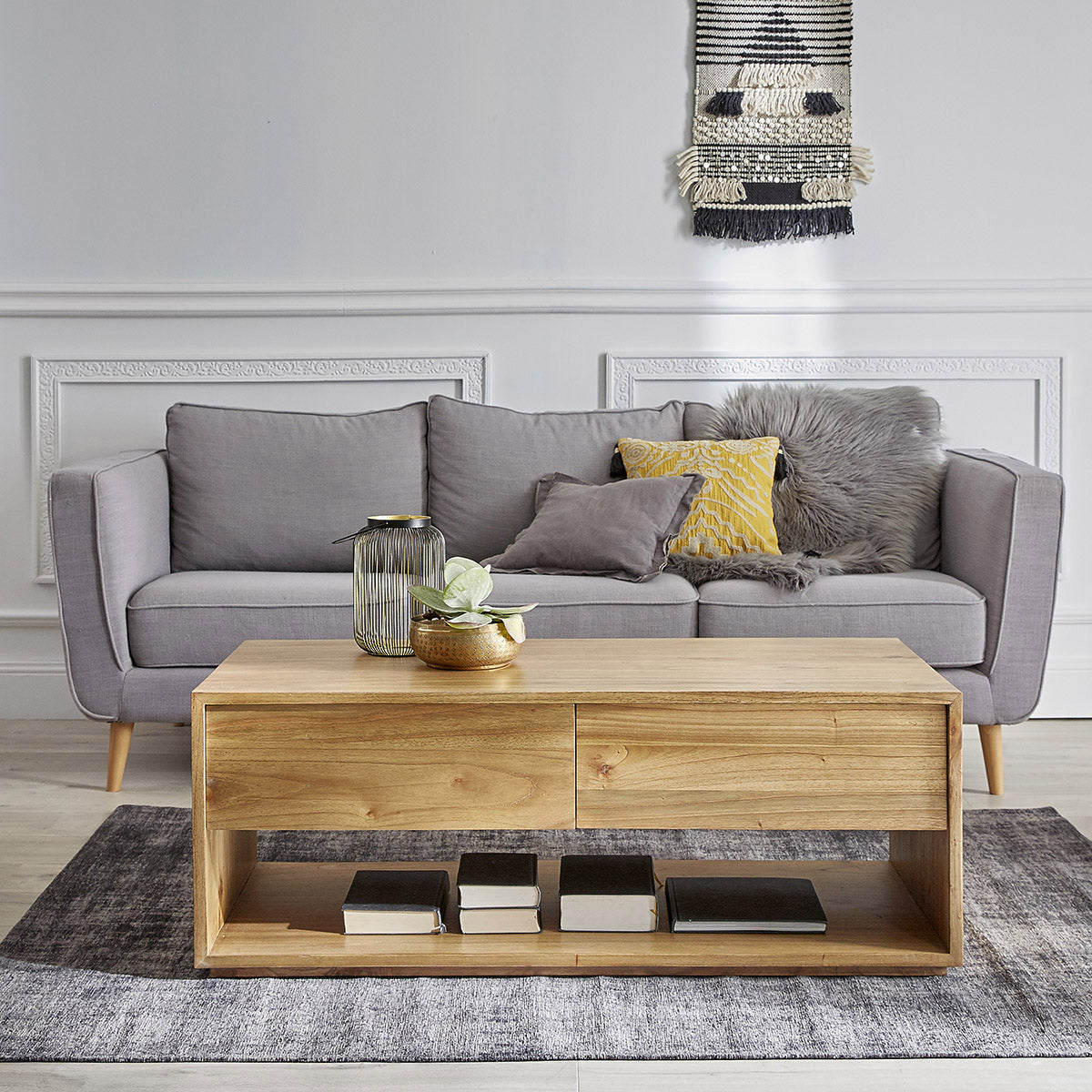 TILO - Mesa de centro de mindi macizo 120 cm