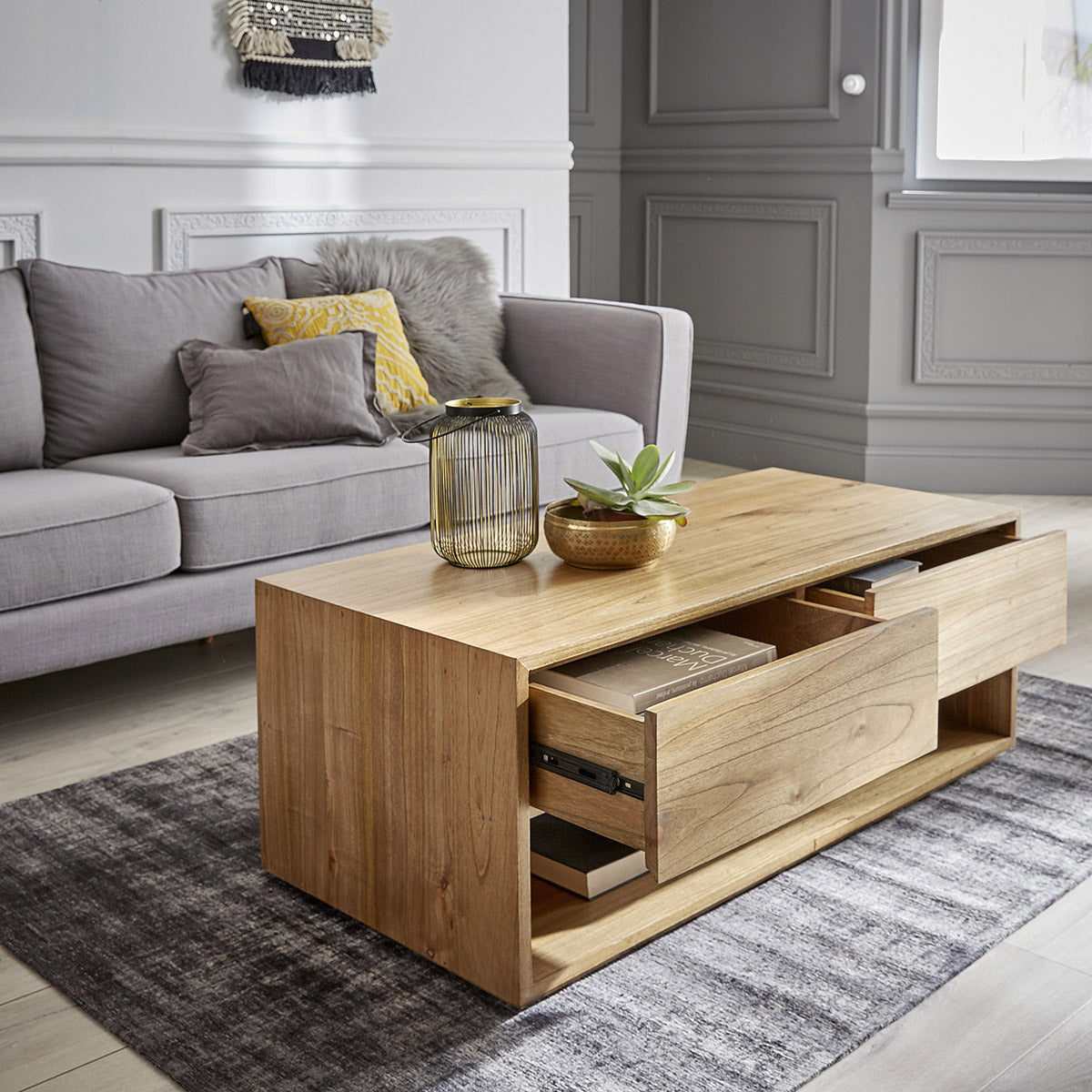 TILO - Mesa de centro de mindi macizo 120 cm