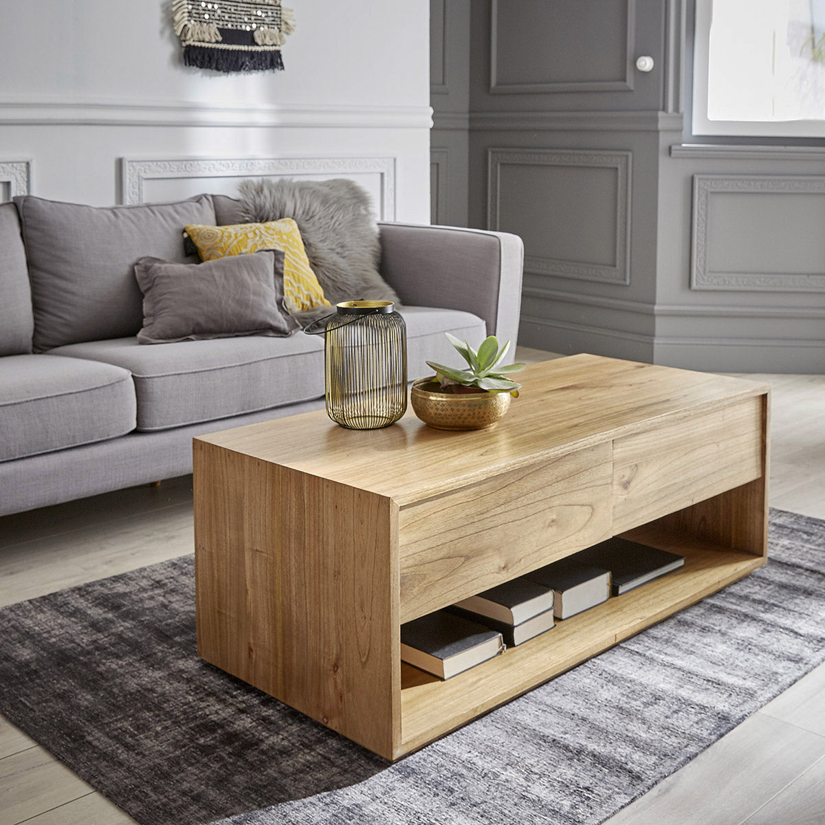 TILO - Mesa de centro de mindi macizo 120 cm