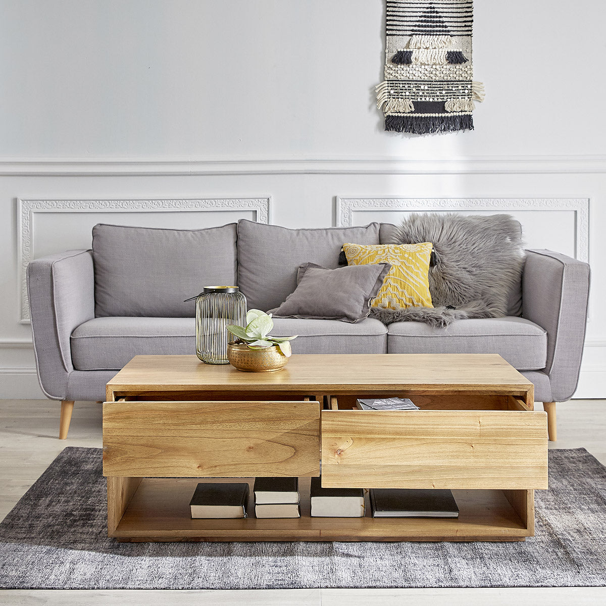 TILO - Mesa de centro de mindi macizo 120 cm