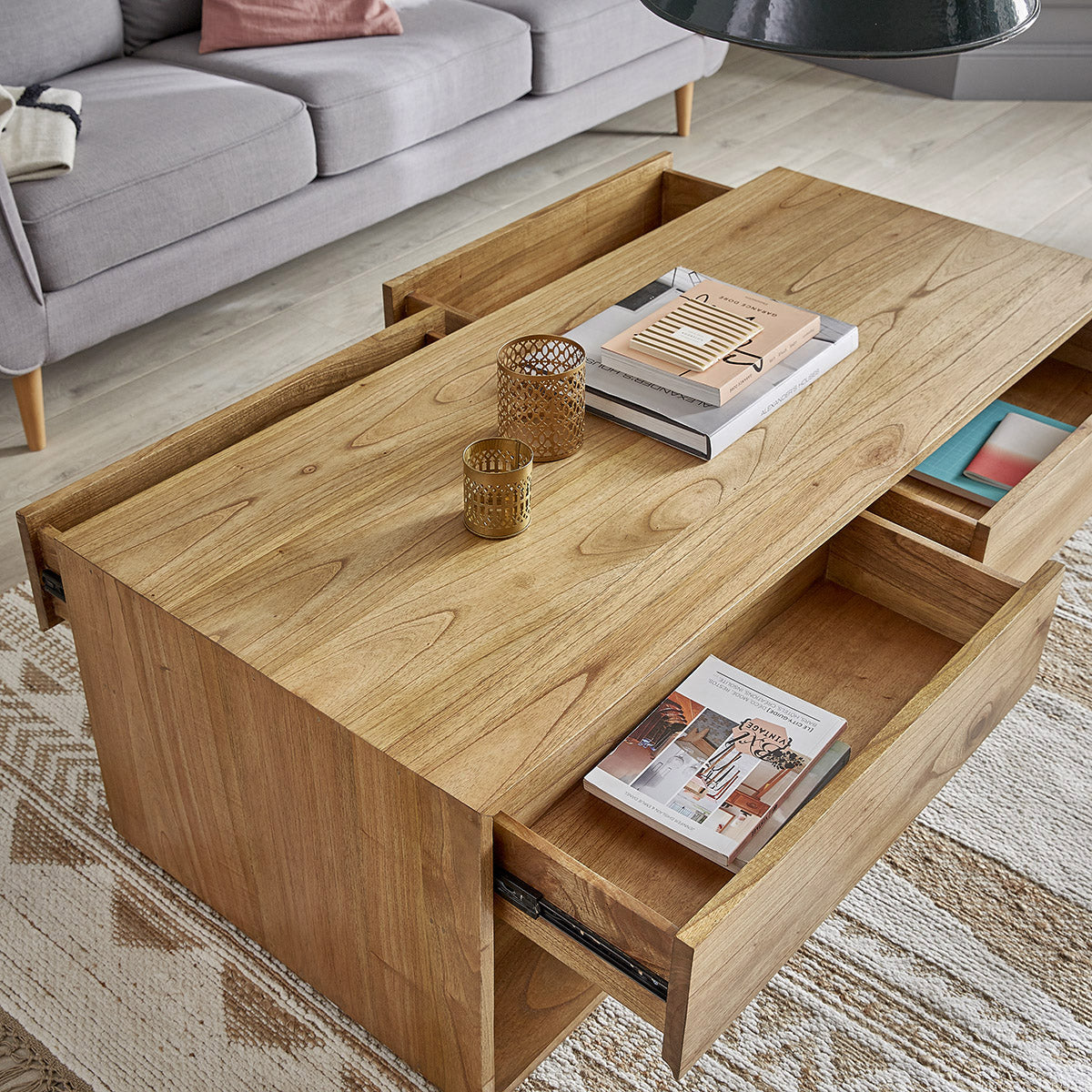 TILO - Mesa de centro de mindi macizo 140 cm