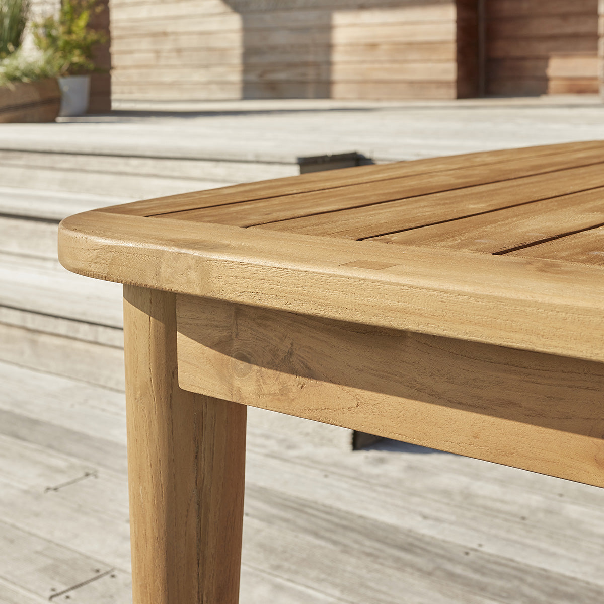 HORTENSE - Salón de exterior extensible de teca reciclada para 10/12 pers.