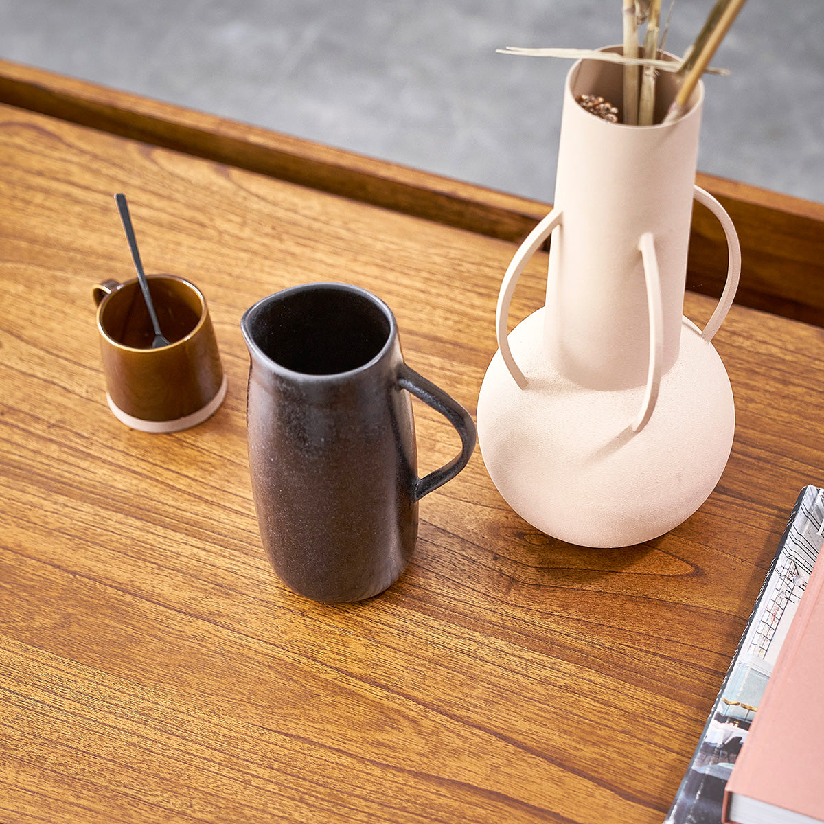 MILO - Mesa de centro de mindi macizo acabado nogal 140 cm