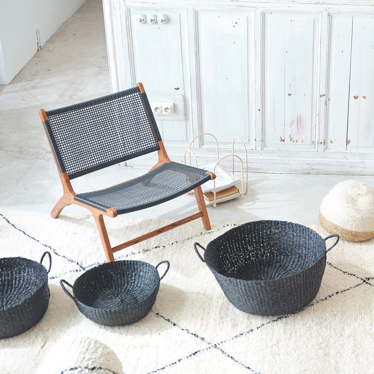 LINA - Sillón de teca maciza y tejido