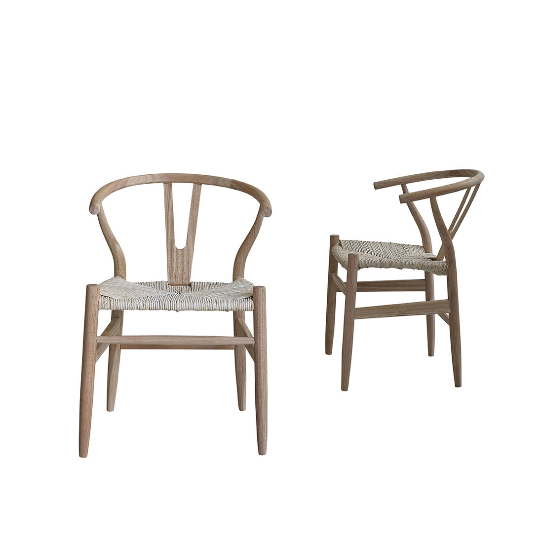 CAMILLE - Lote de 2 sillas de mindi macizo y cuerda natural