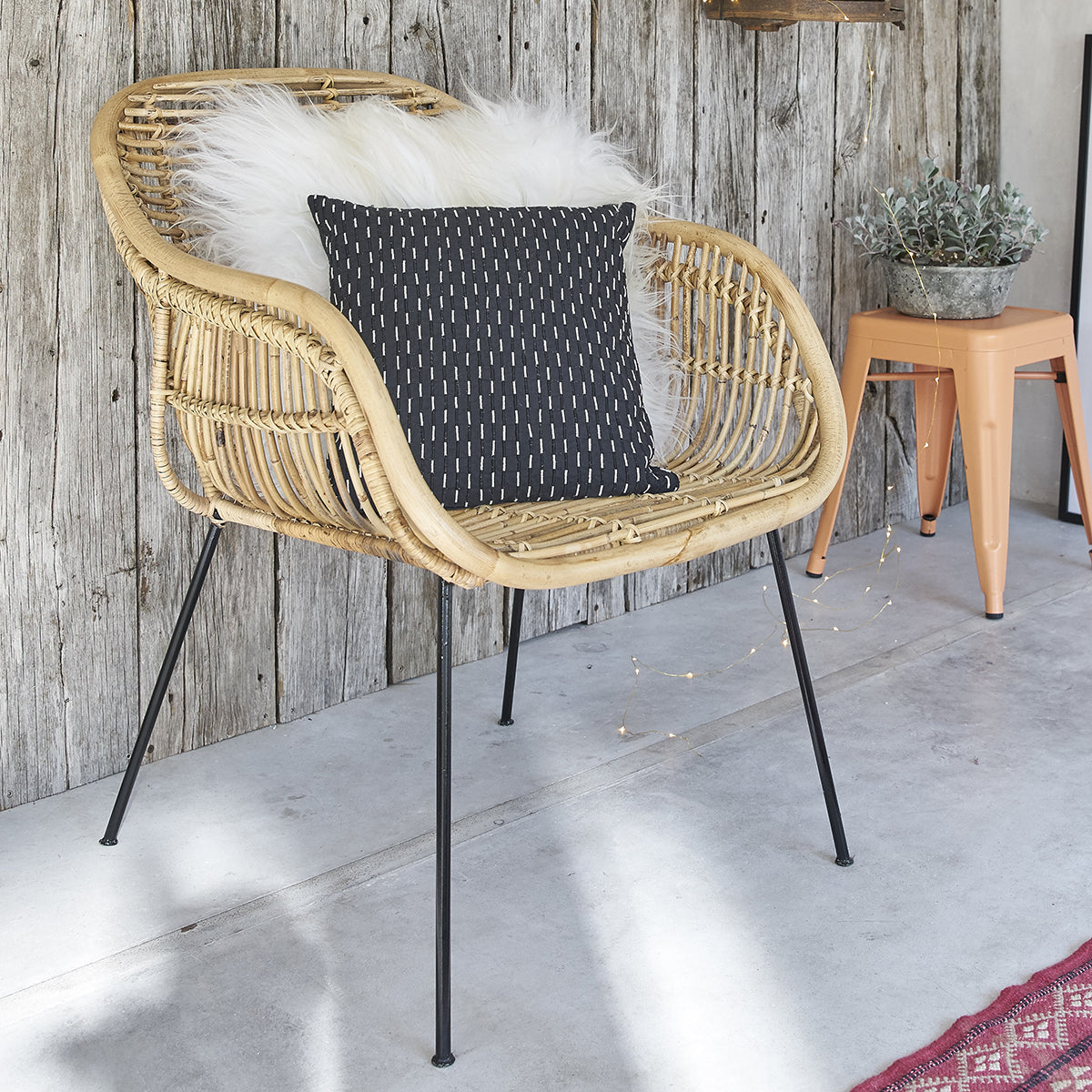 BOHO - Sillón de ratán y metal