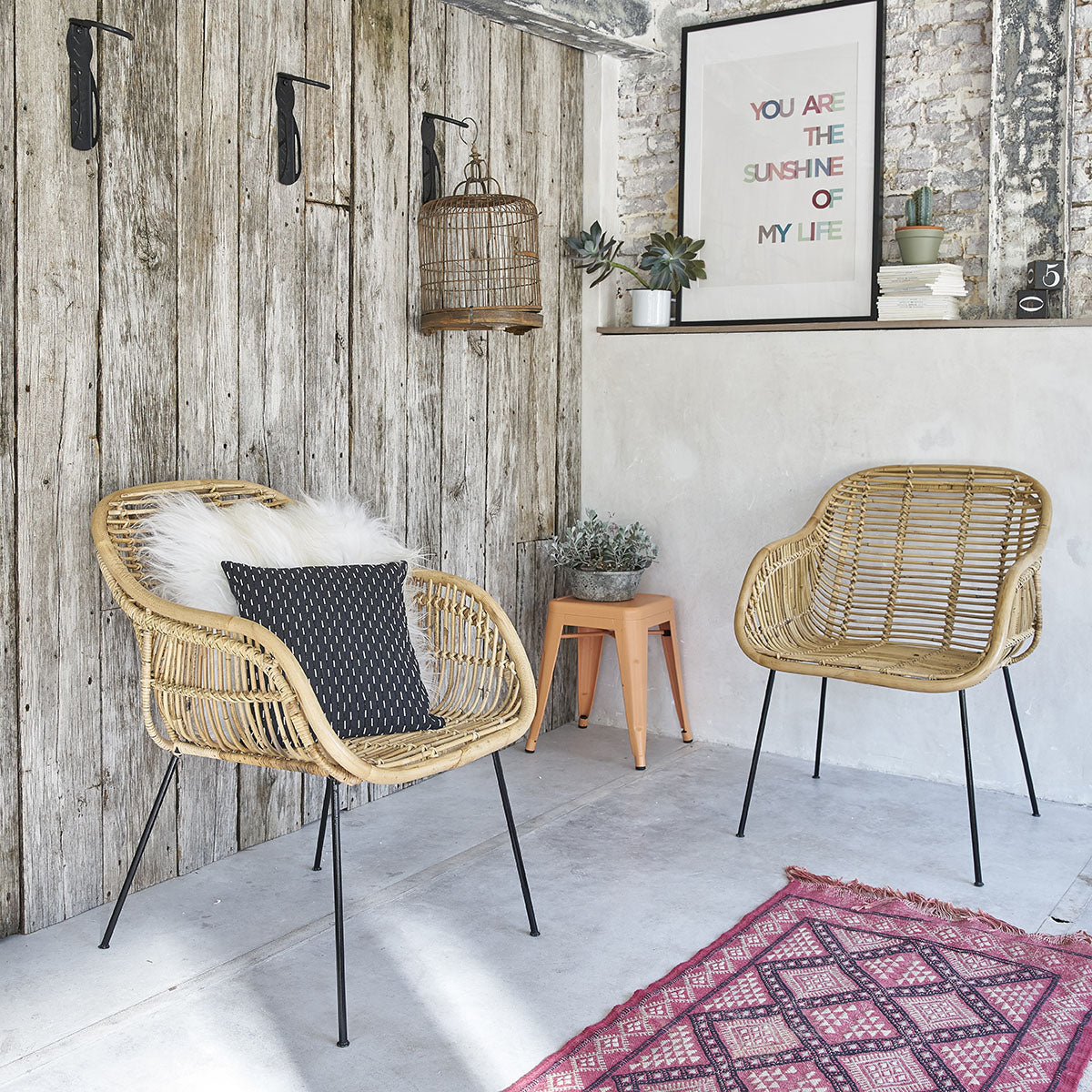 BOHO - Sillón de ratán y metal