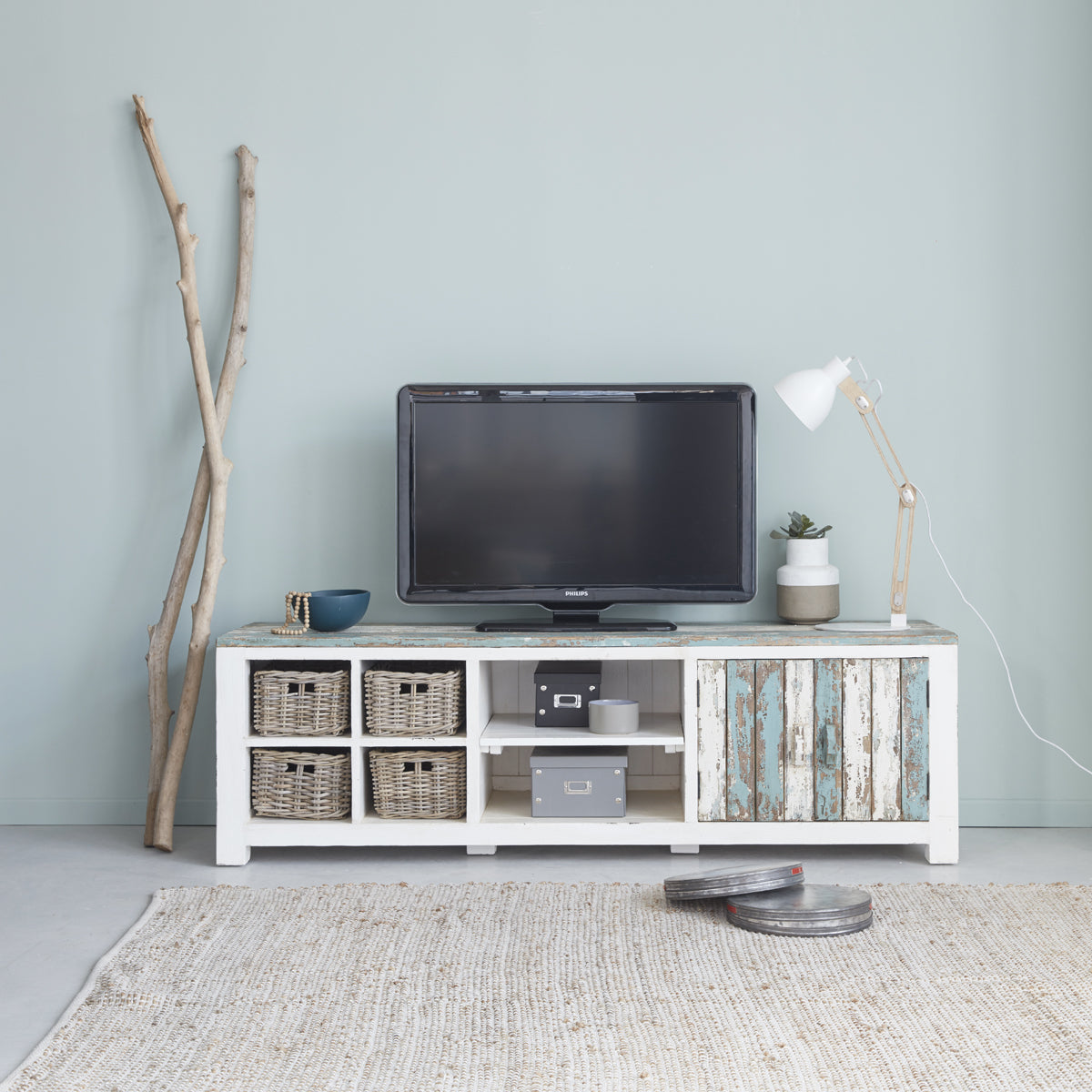 ATLANTIC - Mueble de TV de madera maciza reciclada 180 cm