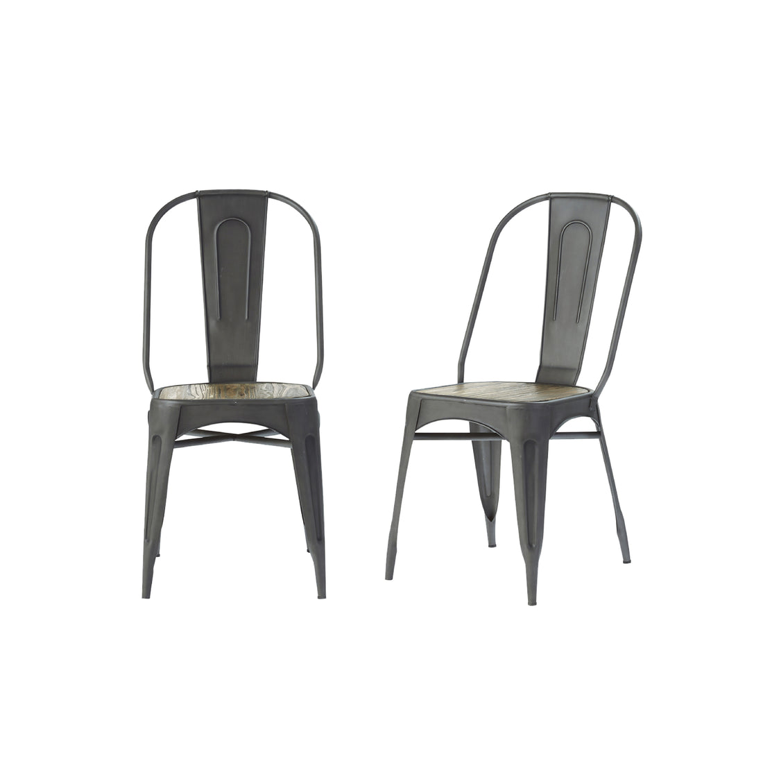 INDUS - Lote de 2 sillas de madera reciclada maciza y metal