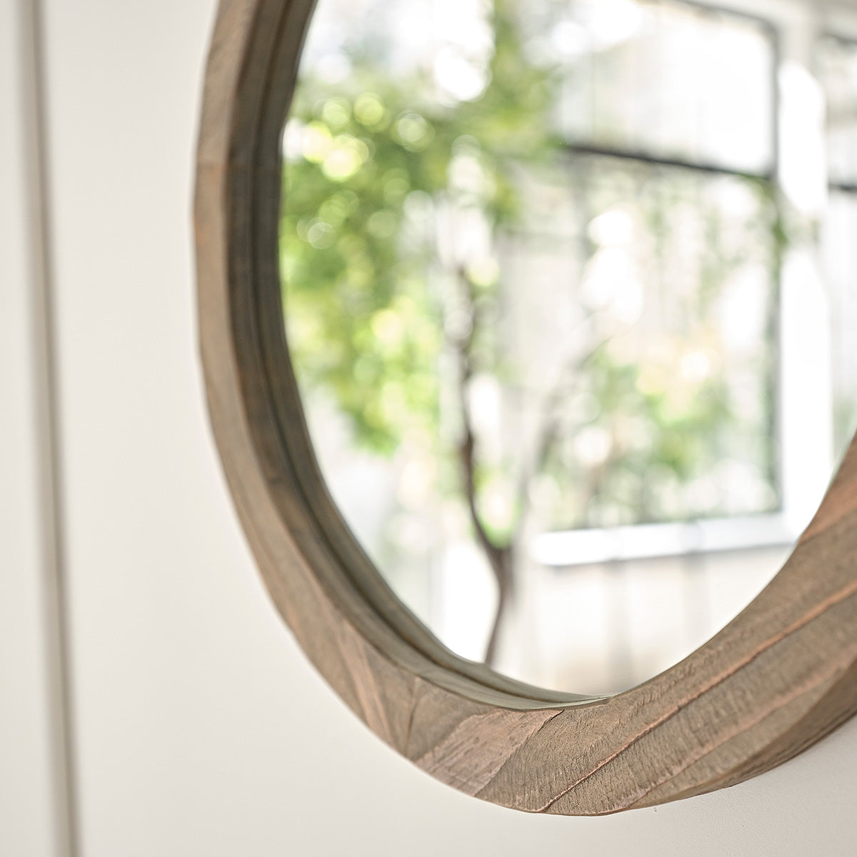 SEZANNE - Espejo redondo de madera maciza reciclada Ø 50 cm