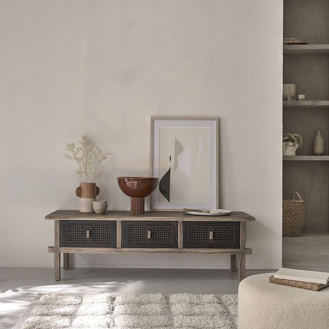 JUNKO - Mueble de TV de madera maciza reciclada 145 cm