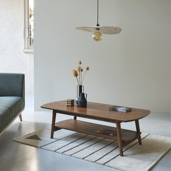 VINTAGE - Mesa de centro de mindi macizo acabado nogal 130 cm