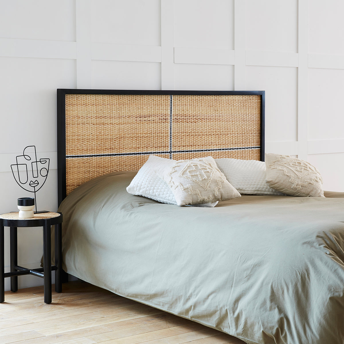 SOHO - Cabecero de ratán y caoba maciza 160 cm