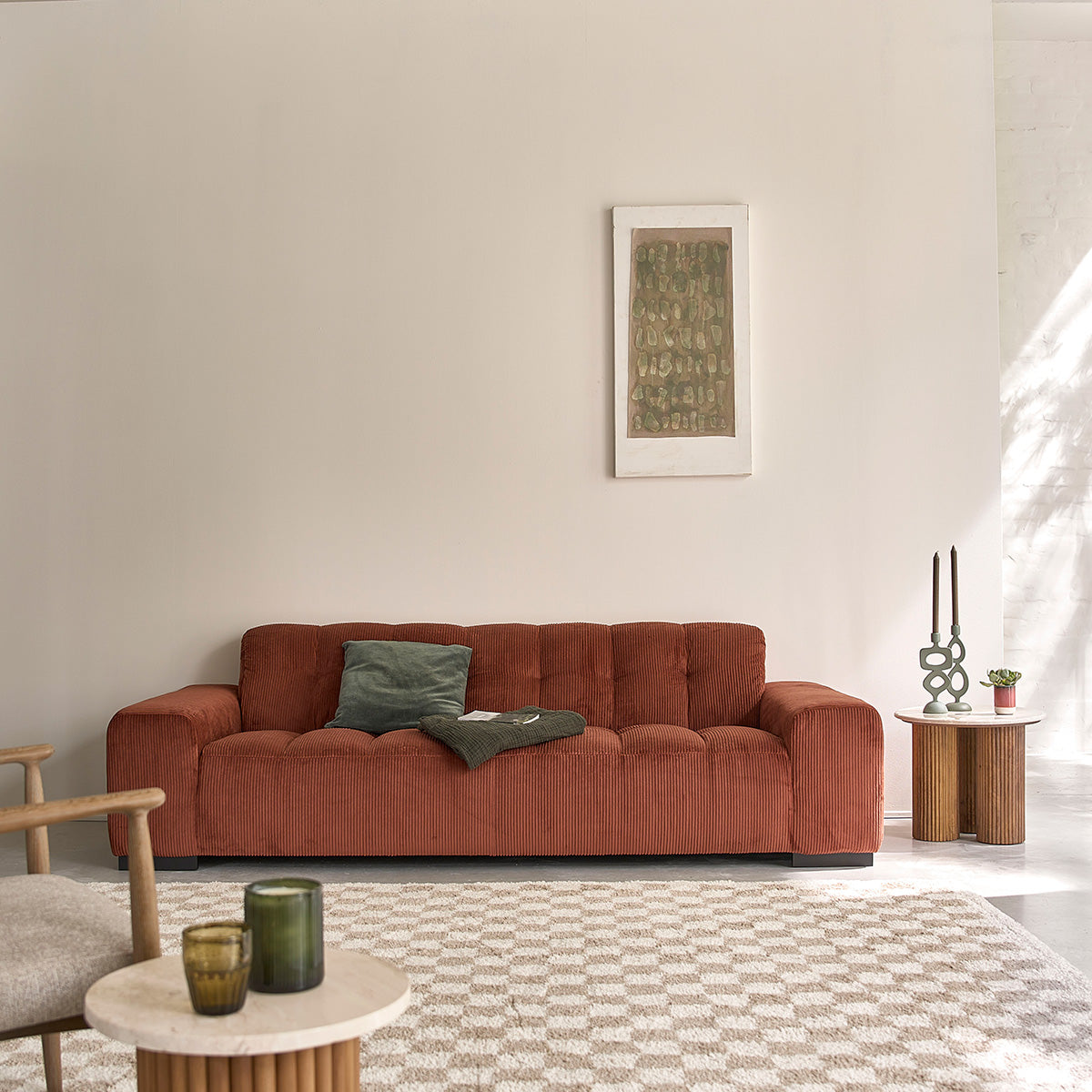 TOSCANE - Mesa auxiliar de madera de mango y mármol redonda