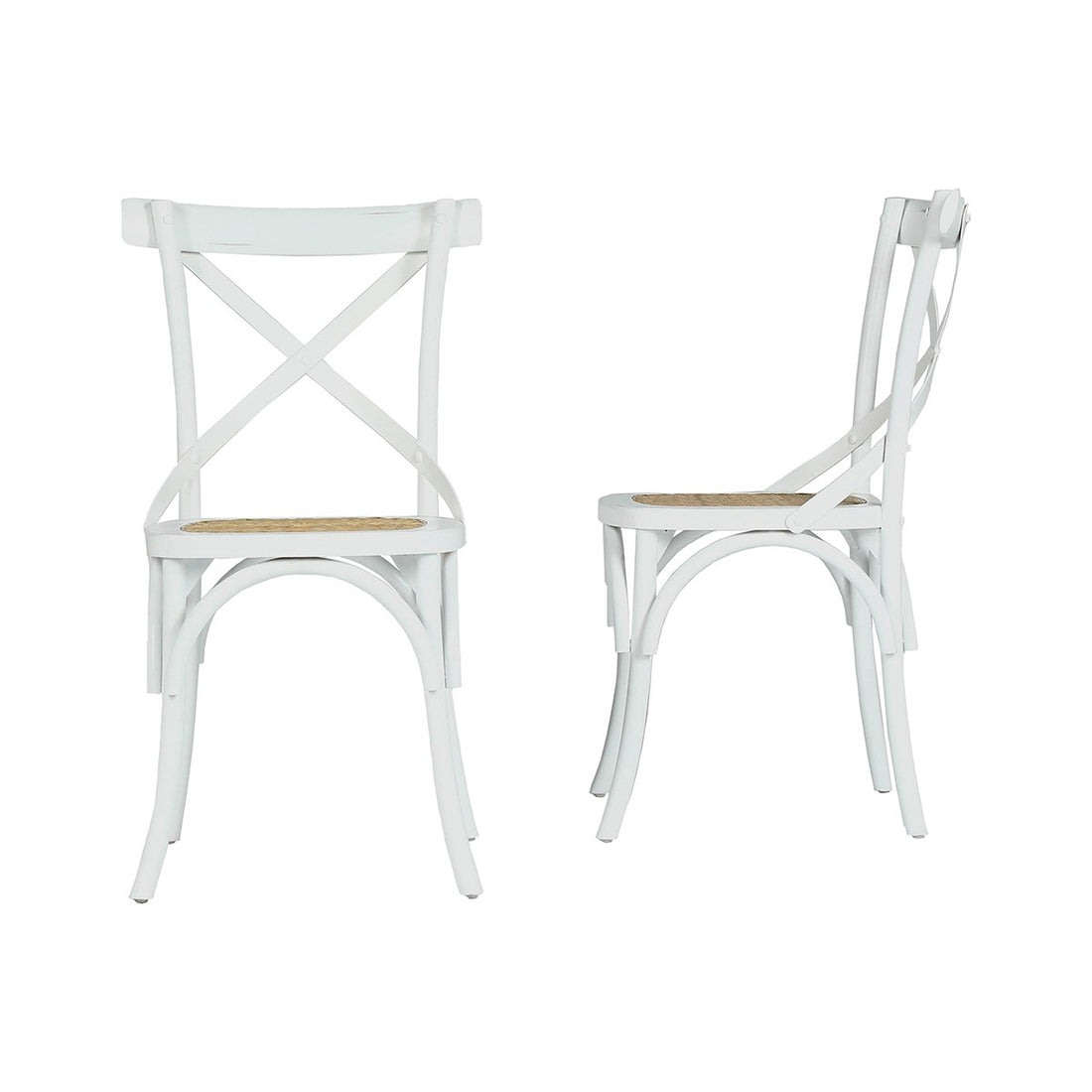 LONDRES - Lote de 2 sillas bistró de caoba maciza y ratán