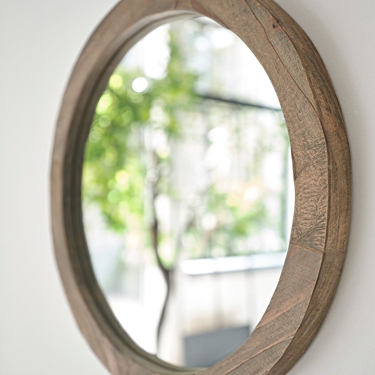 SEZANNE - Espejo redondo de madera maciza reciclada Ø 50 cm