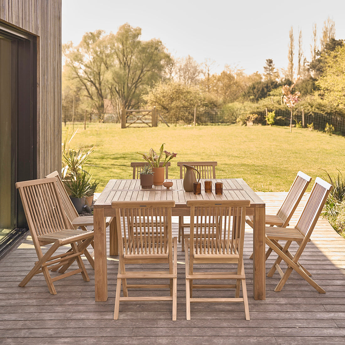 MALTE - Salón de exterior extensible de teca maciza para 6/8 pers.