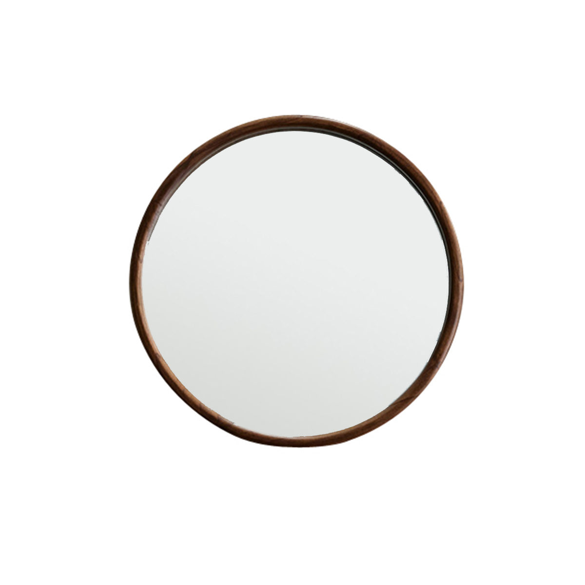TRINIDAD - Espejo redondo de mindi macizo acabado nogal Ø50 cm