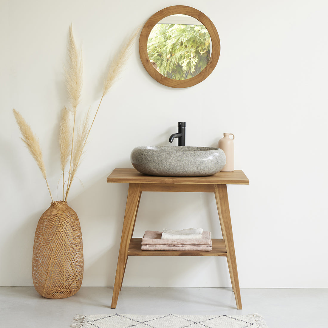 SARA - Mueble de baño de teca maciza 80 cm