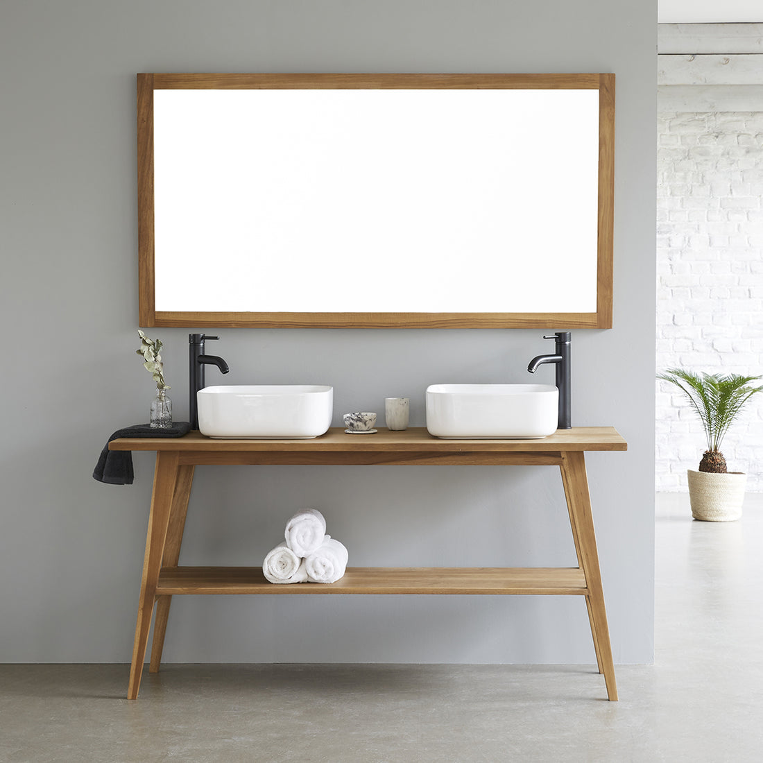 SARA - Mueble de baño de teca maciza 150 cm