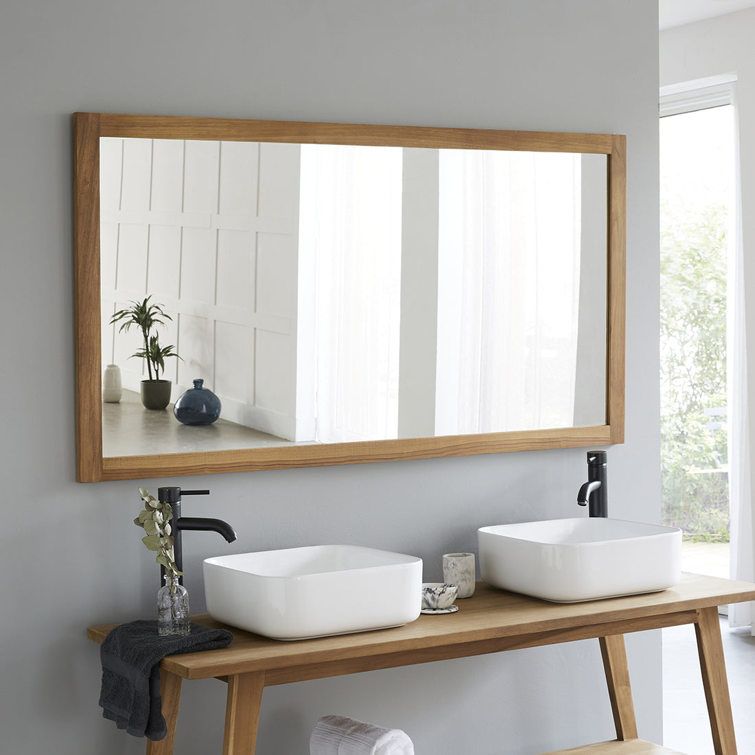 Espejo de teca maciza 150x80 cm