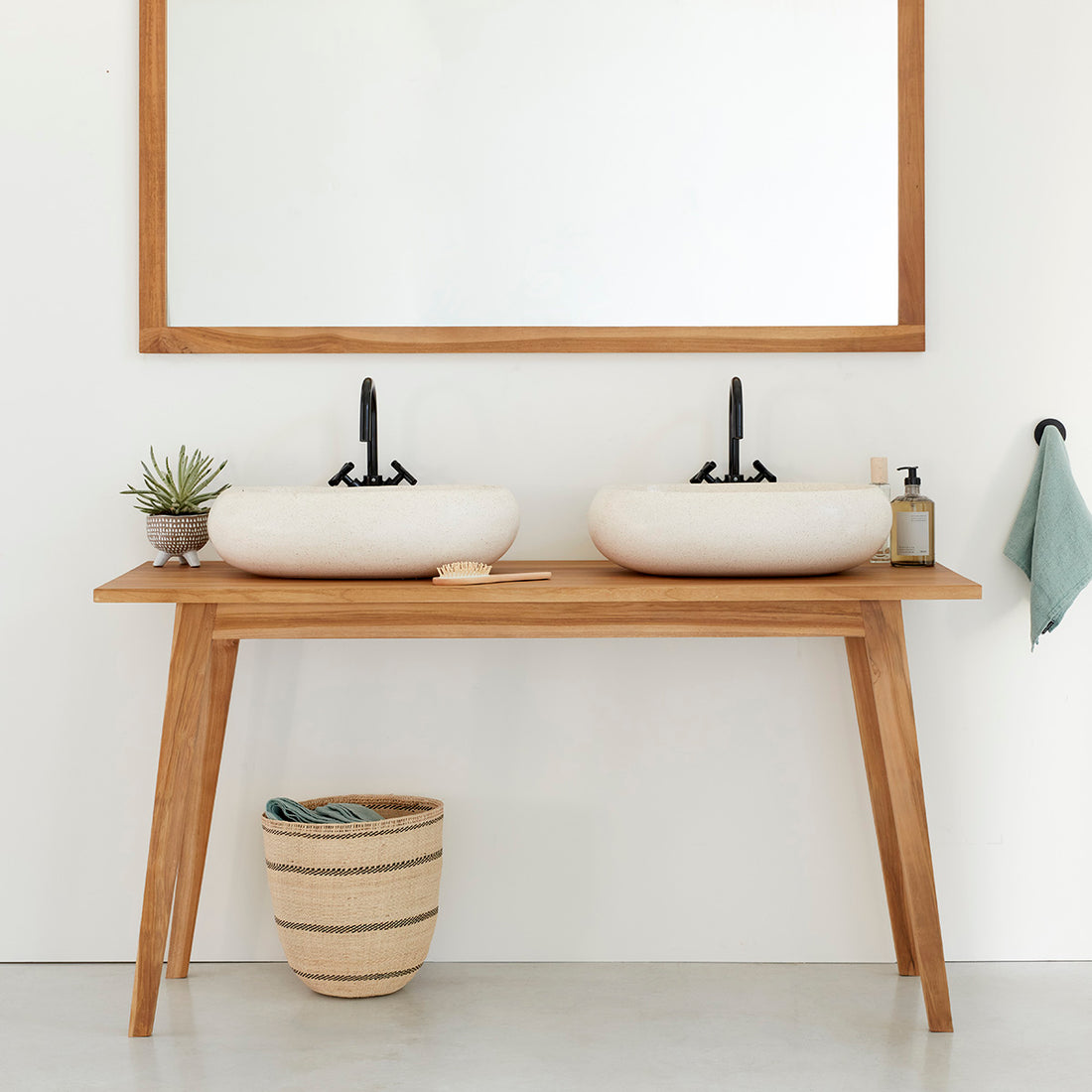 SARA - Mueble de baño de teca maciza 150 cm