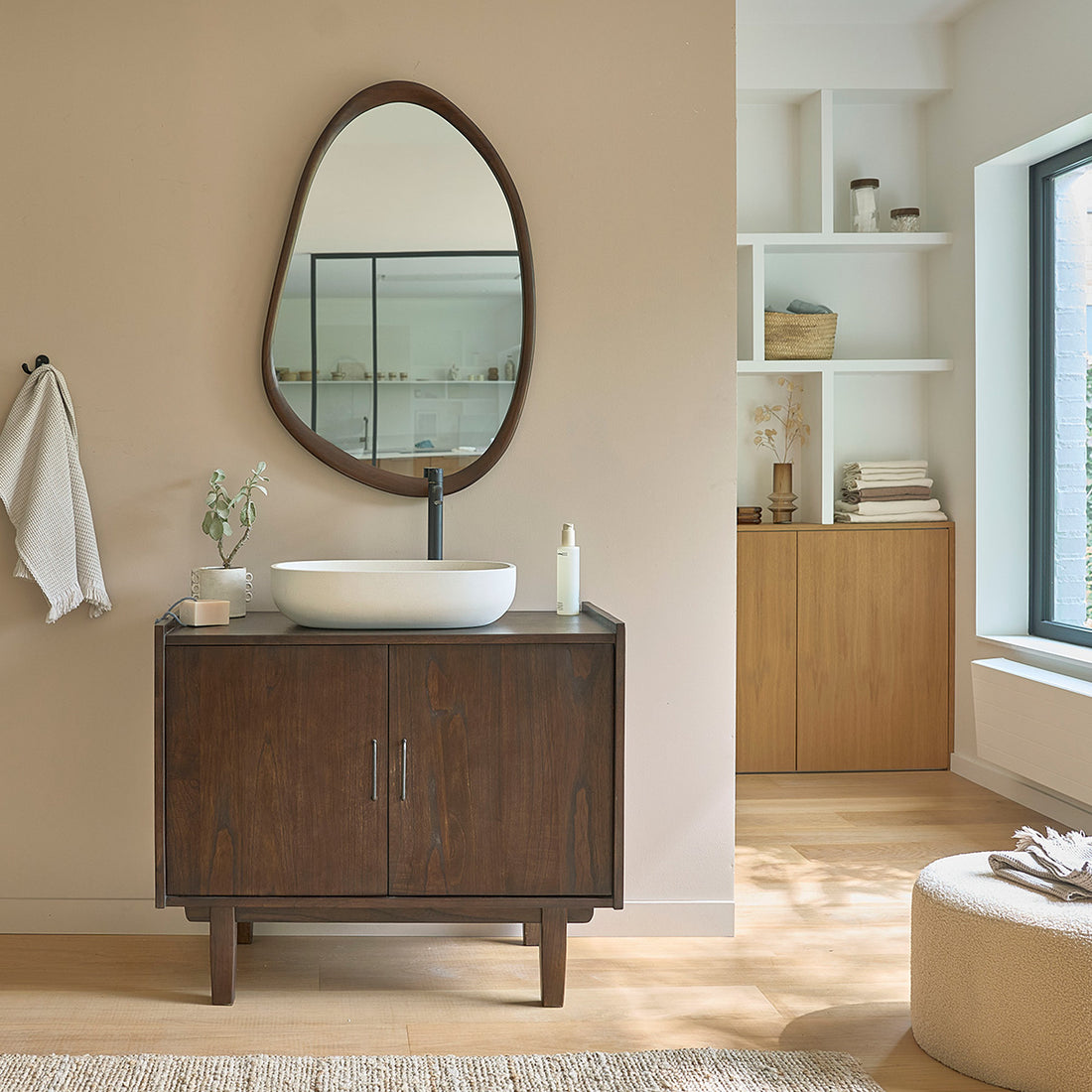 VINTAGE - Mueble de baño de mindi macizo 90 cm