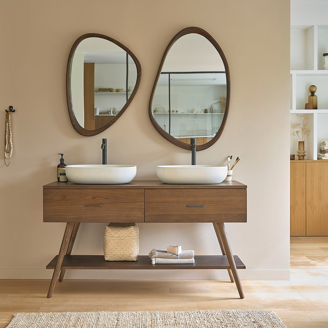 CALIXTE - Mueble de baño de mindi macizo 135 cm CALIXTE