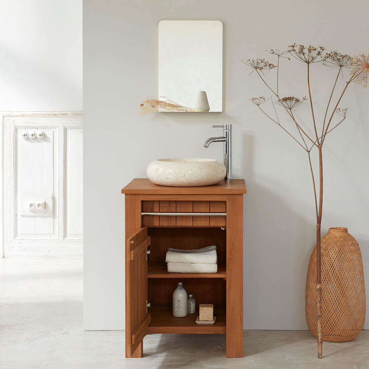 PORTO - Mueble de lavabo de teca maciza 60 cm