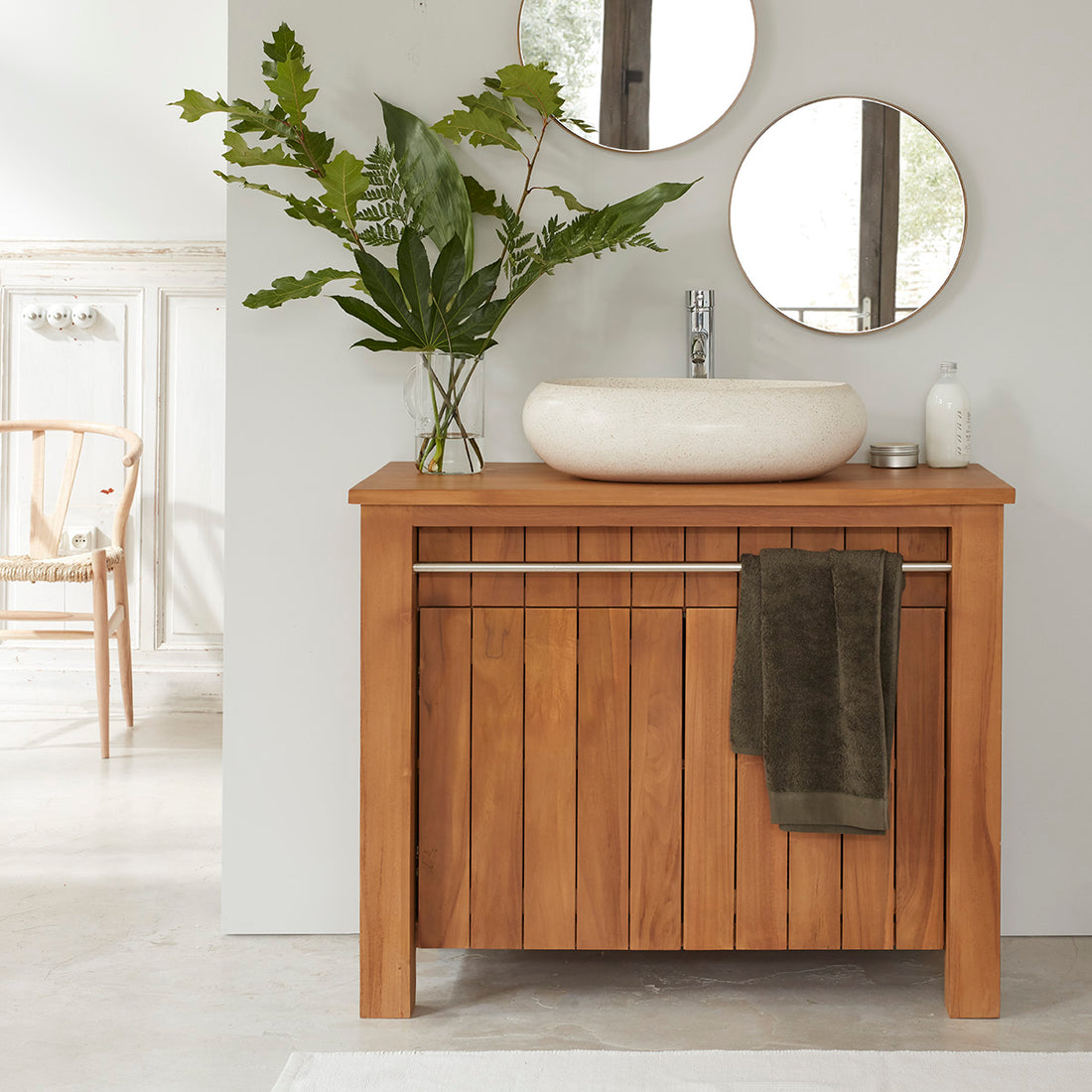 PORTO - Mueble de lavabo de teca maciza 105 cm PORTO