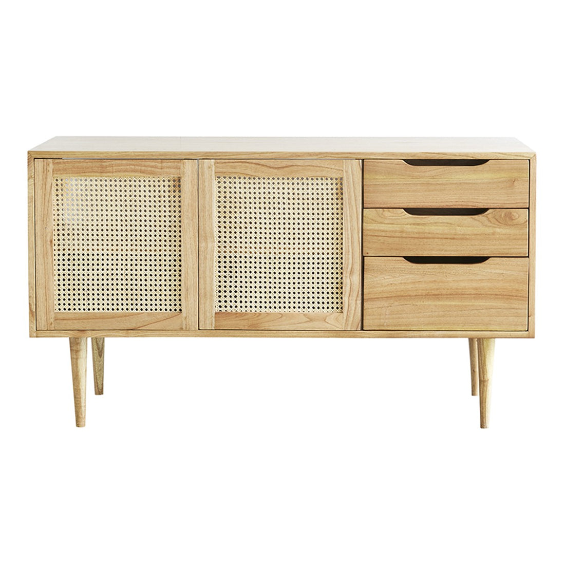 HANA - Mueble de lavabo de mindi macizo y rejilla 135 cm