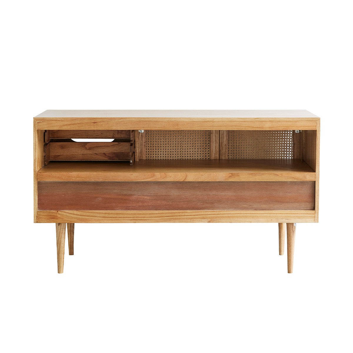 HANA - Mueble de lavabo de mindi macizo y rejilla 135 cm