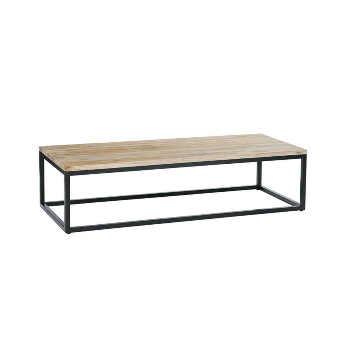 HUGO - Mesa de centro de teca maciza y metal 140 cm