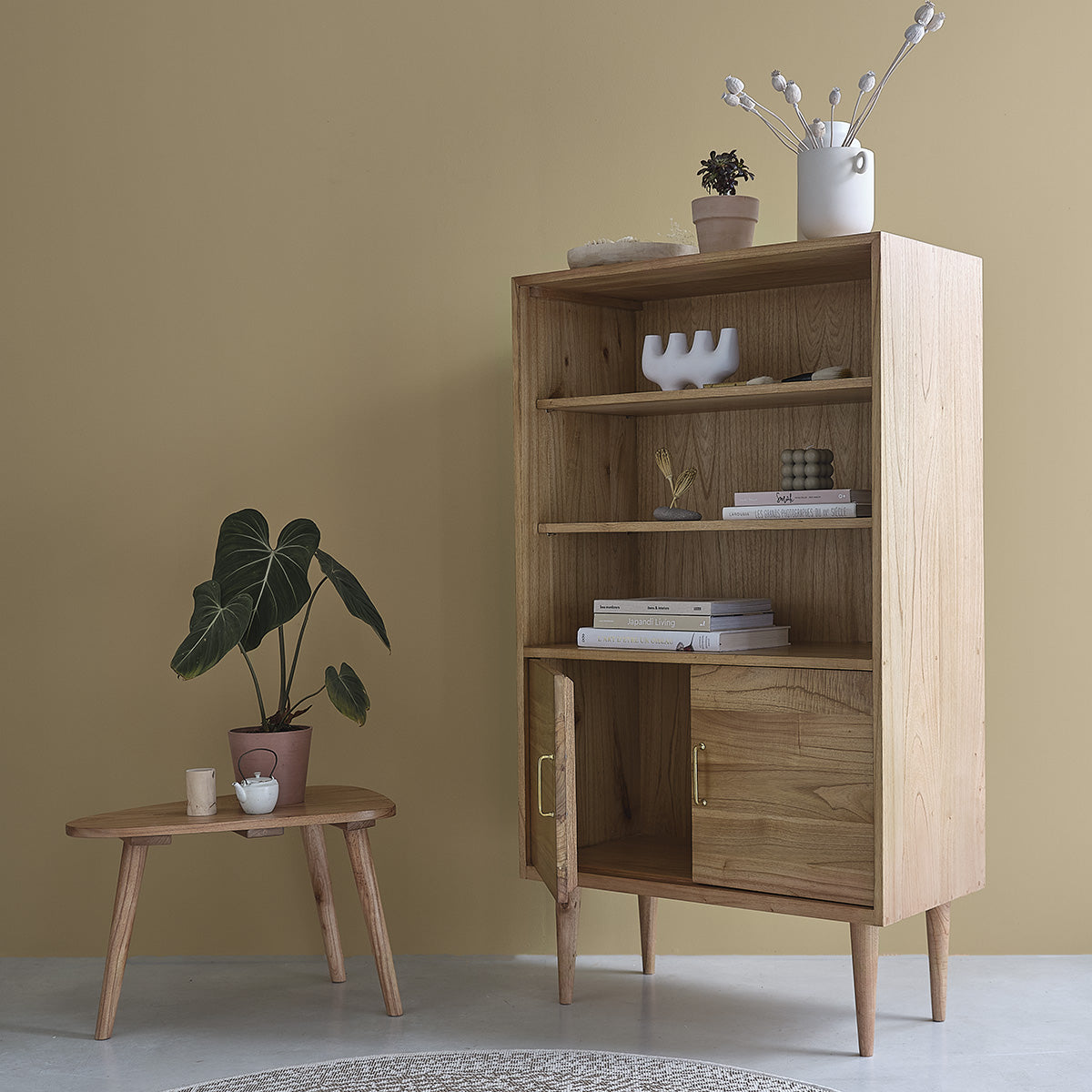 SUZANNE - Librería alta de mindi macizo, H 147 cm