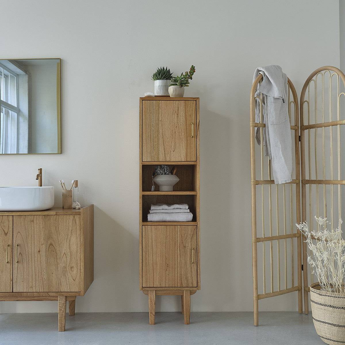 FIFTIES - Columna de baño de mindi macizo 150 cm
