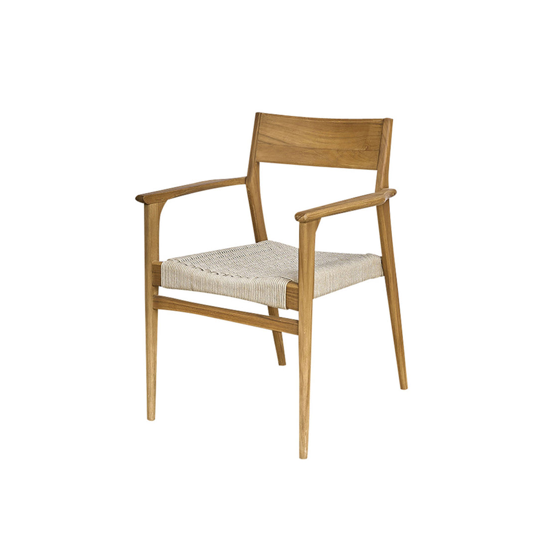 LIVIE - Sillón de jardín de teca maciza y cuerda beige
