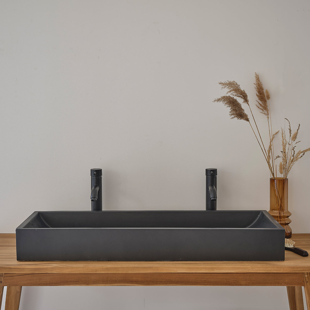 Lavabo de hormigón negro 100x37 cm