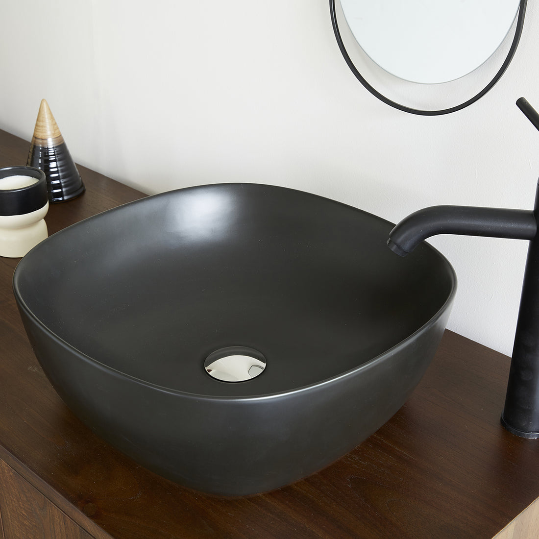 IRIS - Lavabo de cerámica negra Ø41 cm