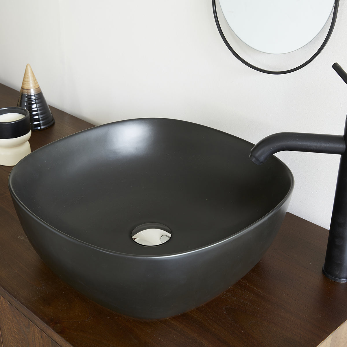 IRIS - Lavabo de cerámica negra Ø41 cm