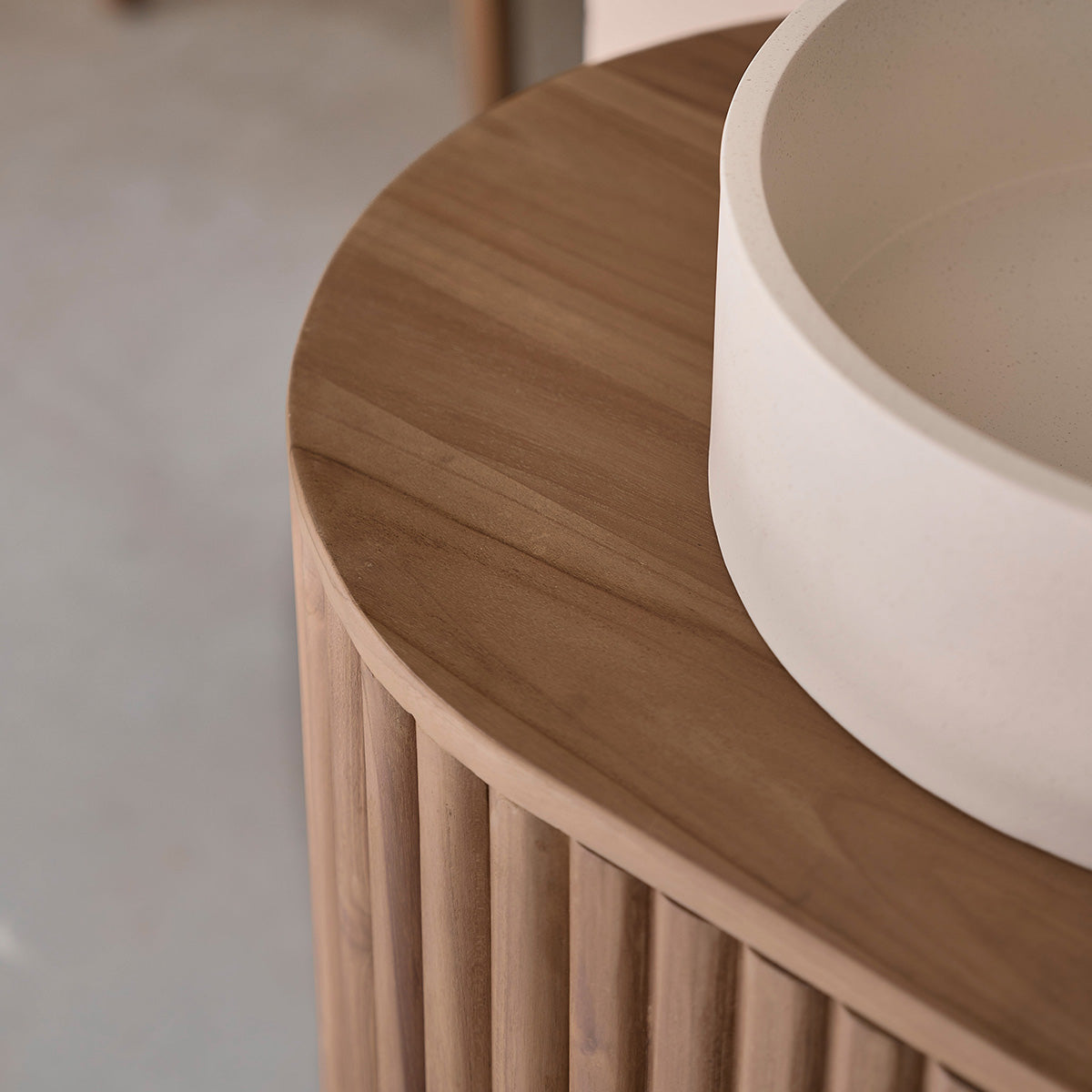 LENA - Lavabo de hormigón beige Ø37 cm